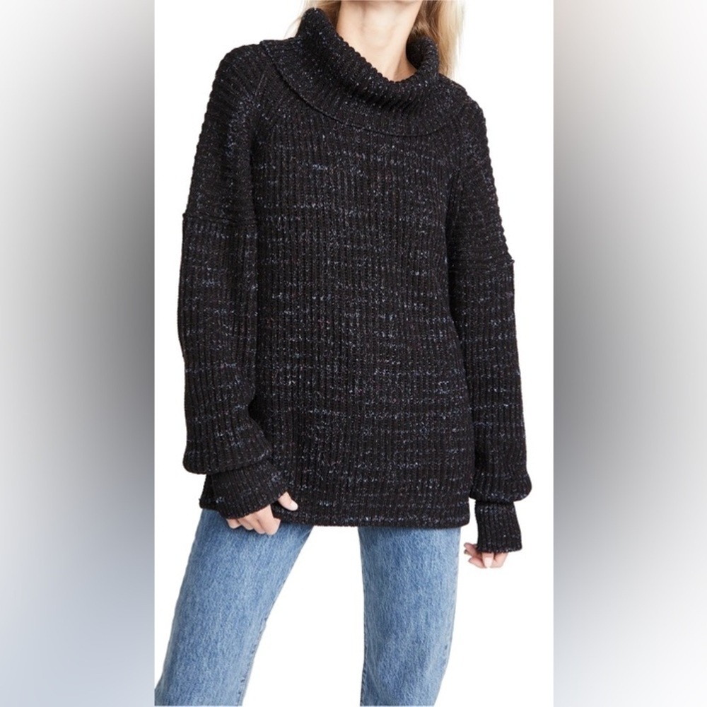 Free People Womens Leo Tunic Sweater In Blacklight Party Chunky Size Small